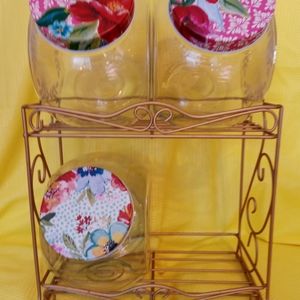 Pioneer Woman Cannisters and Rack